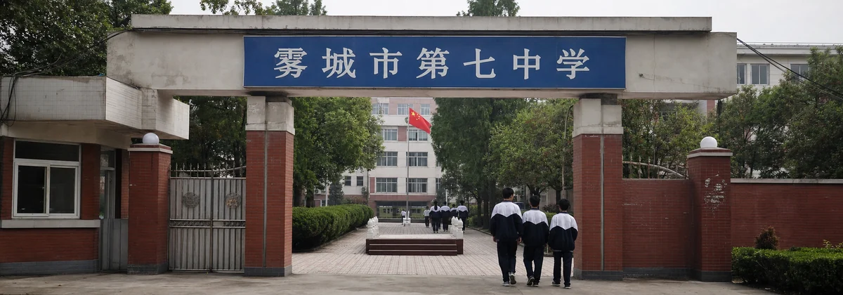 雾城市第七中学正门